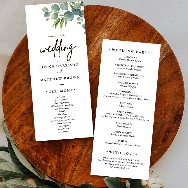 Sage Eukalyptus Woodland Wedding Program (Von Creator hochgeladen)