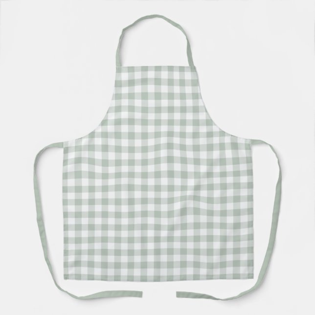 Sage Farmhouse Gingham Schürze (Vorderseite)