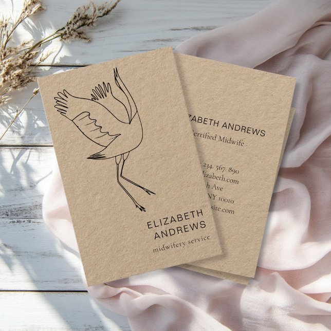 Sage-femme, Storch, carte de visite tout simplemen (Modern, minimalist business card. Line Art Illustration, Storch. )