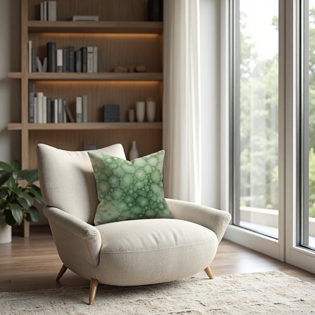 Sage Fenestrated Lichen Abstrakt - Bio modern Kissen (Cozy sage lichen pillow. A high-end botanical accent for organic modern living spaces.)