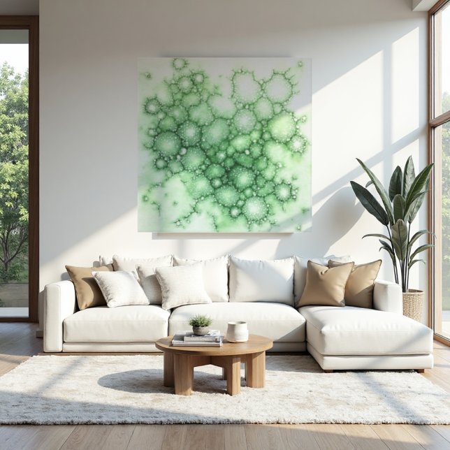Sage Fenestrated Lichen Abstrakt - Bio modern Leinwanddruck (Sage Fenestrated Lichen: Intricate Organic Modern Art Canvas for Sophisticated Interiors.)