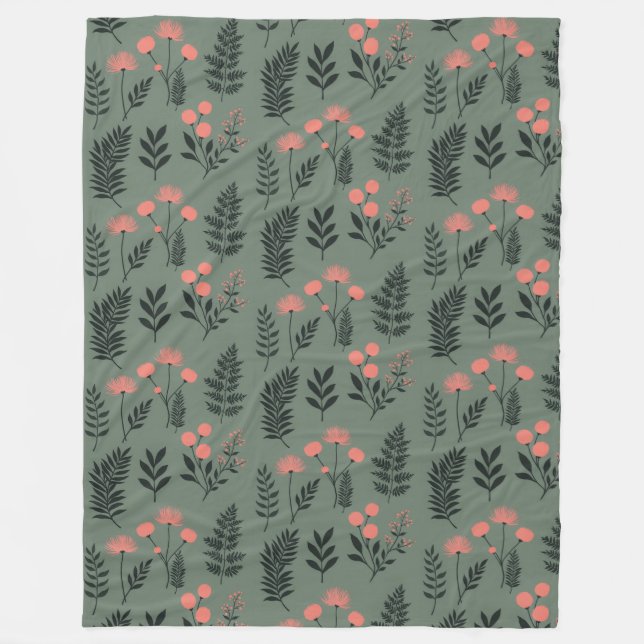 Sage Fern Fleece Blanket, groß 60" x 80" (Vorderseite)
