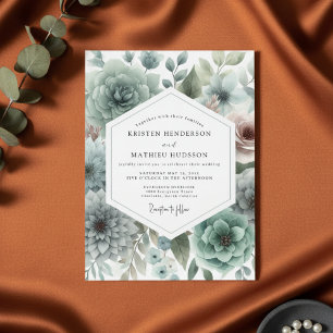 Sage Floral Romance Hochzeit Einladung