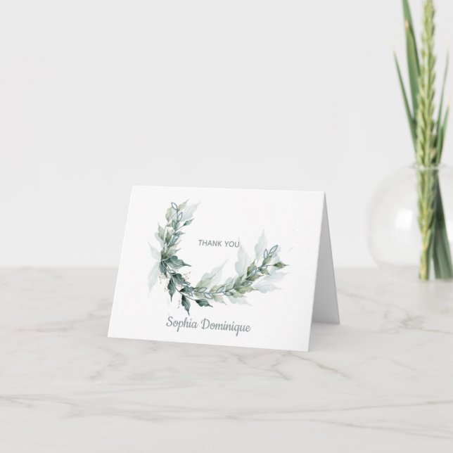 Sage Floral Swag Falten Dankeschön Hinweise (Vorderseite)