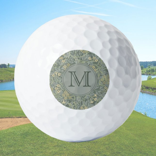 Sage Floral William Morris Custom Initial Ladys Golfball (Von Creator hochgeladen)