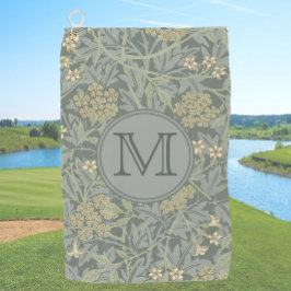 Sage Floral William Morris Custom Initial Ladys Golfhandtuch