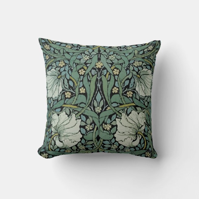 Sage Floral William Morris Lancer Oreiller (Recto)