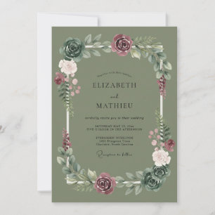 Sage Flourish Romantische Hochzeit Einladung