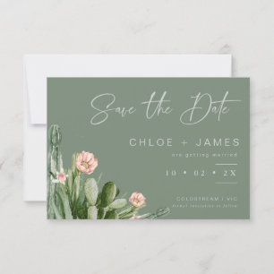 Sage Flower Cactus Mariage Enregistrer La Carte Da
