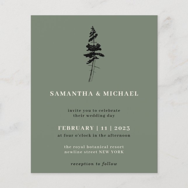 Sage Forest Pine Tree Indie Rustic budget Flyer (Vorne)