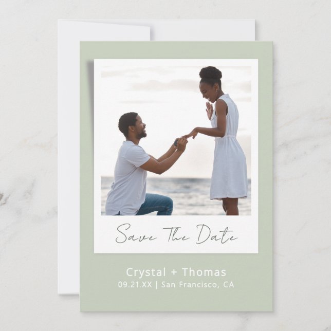 Sage Foto Moderne Hochzeit Save The Date (Vorderseite)