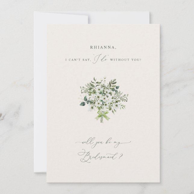 Sage Garden Bridesmaid Vorschlag Einladungskarte (Vorderseite)