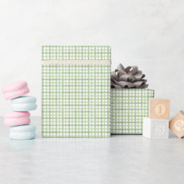 Sage Gingham Baby Shower Wrapping Paper Geschenkpapier