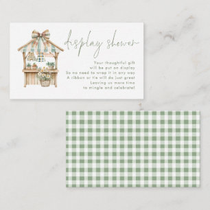 Sage Gingham Bauern Market Display Baby Dusche Begleitkarte
