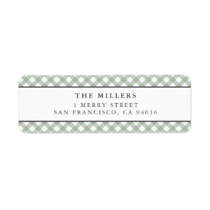 Sage Gingham Birth Ankündigung Adresse Labels
