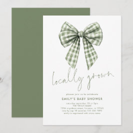 Sage Gingham Coquette Locale Grown Baby Shower Einladung