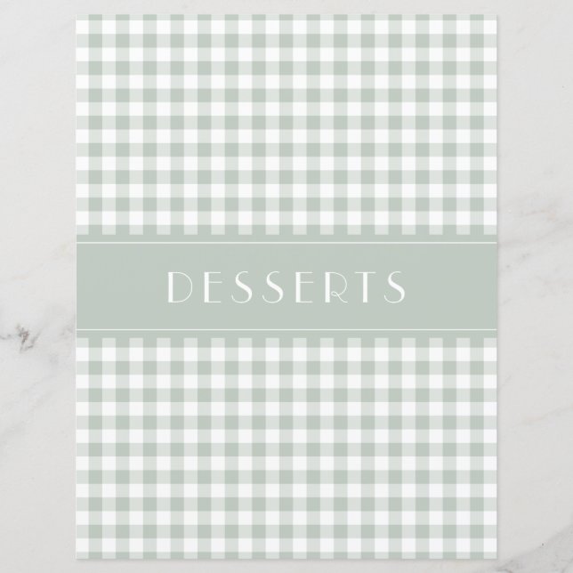 Sage Gingham Farmhouse Family Recipe Organizers (Vorderseite)