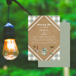 Sage Gingham Honey Do Dusche II Einladung