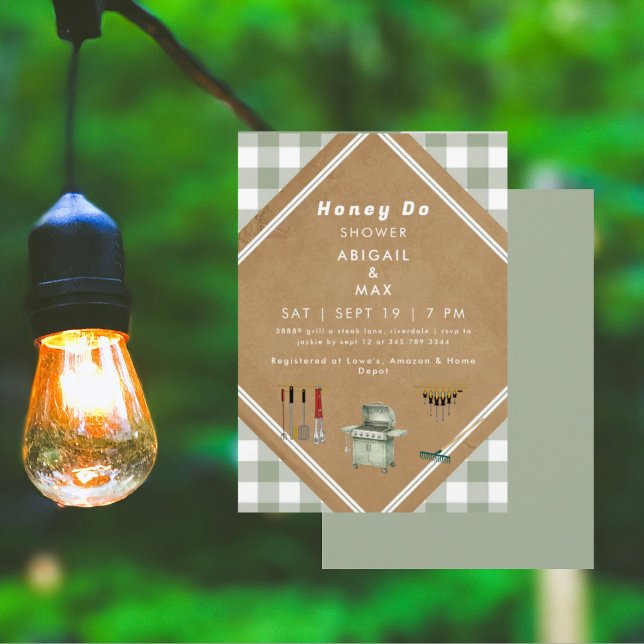 Sage Gingham Honey Do Dusche II Einladung (Von Creator hochgeladen)