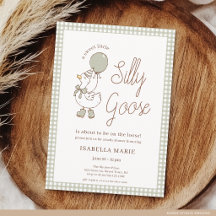 Sage Gingham Kleiner Verrückter Gänse-Baby-Party