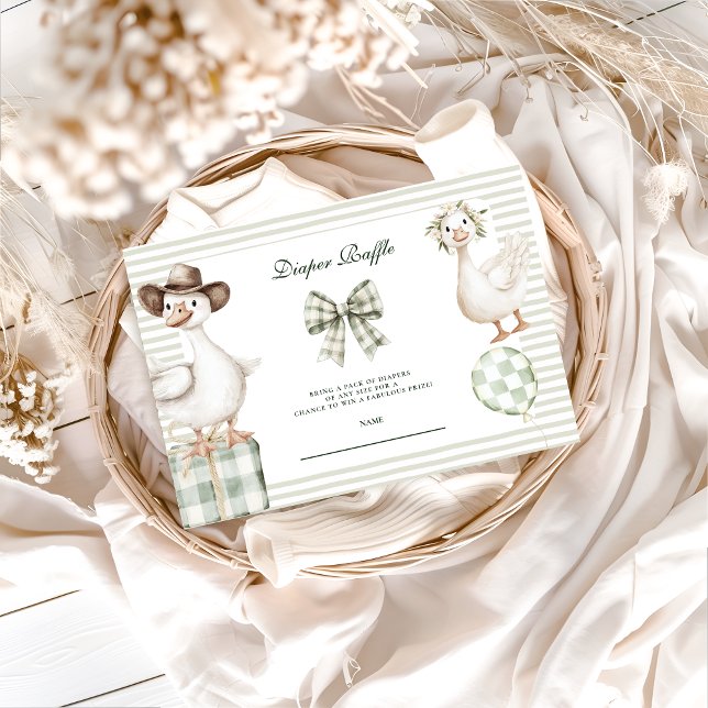 Sage Gingham Silly Goose Diapper Raffle Begleitkarte (Von Creator hochgeladen)