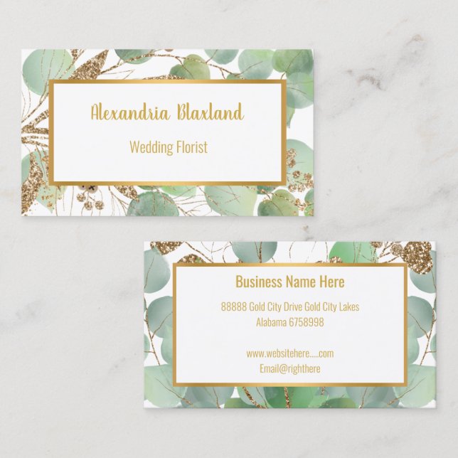 SAGE GOLD BOTANICAL BUSINESS CARD VISITENKARTE (Vorne/Hinten)