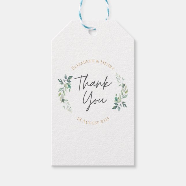 Sage gold eucalyptus geometric greenery wedding  geschenkanhänger (Vorderseite)