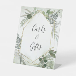 Sage gold eucalyptus geometric wedding gifts sign sockelschild