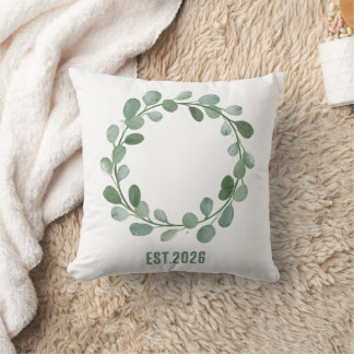 Sage & Gold Minimalistischer botanischer Kranz Sca Kissen