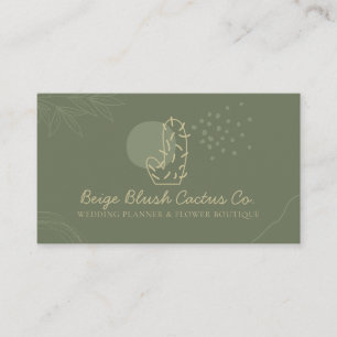 Sage Gold Wedding Calligrafy Blume Cacti Visitenkarte
