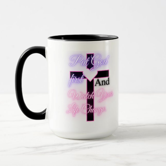 Sage Gott die erste Bibel inspiriert Glaube Tasse (Links)