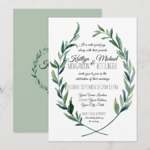 Sage Green 12x18 Laurel Wreath Olive Leaf Moderne Einladung
