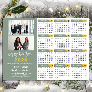 Sage Green 2026 Kalender Business 2 Foto Magnetic Magnetkarte