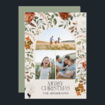 Sage green 3 Foto botanischer, eleganter Urlaubsta Feiertagskarte<br><div class="desc">Schwarz,  natürlich,  sage grün und Terracotta florale botanische elegante Arch Multi 3 Foto Merry Weihnachtskarte.</div>