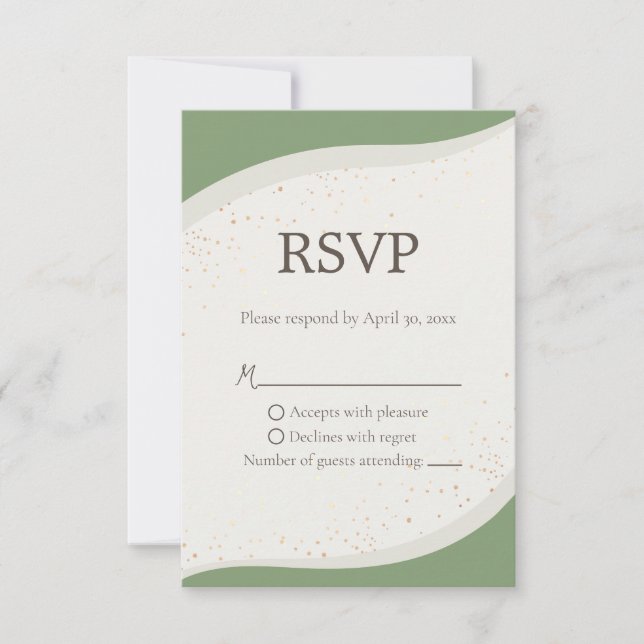 Sage Green Abstrakt Wedding RSVP-Karte RSVP Karte (Vorderseite)