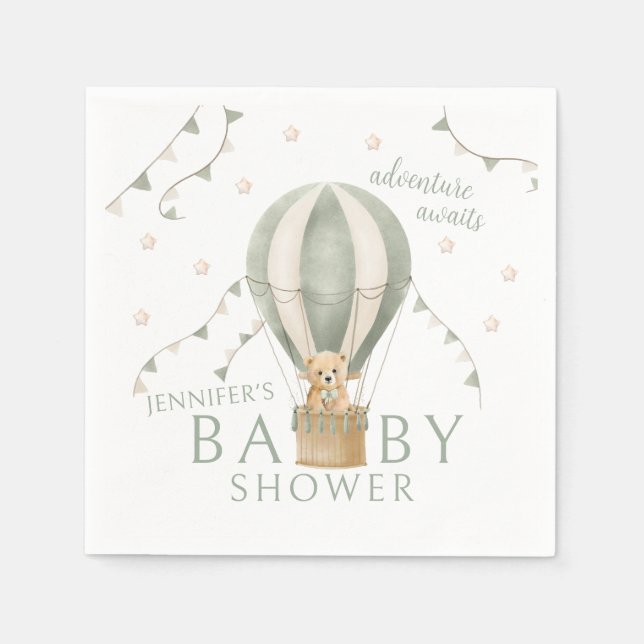 Sage Green Adventure Teddy Bear Baby Boy Dusche Serviette (Vorderseite)