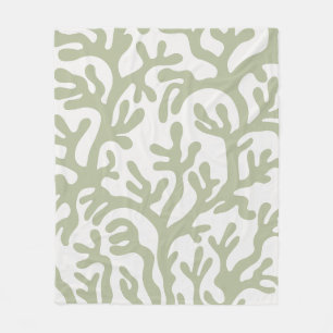 Sage Green Aesthetic Liquide Bio Shapes Fleecedecke