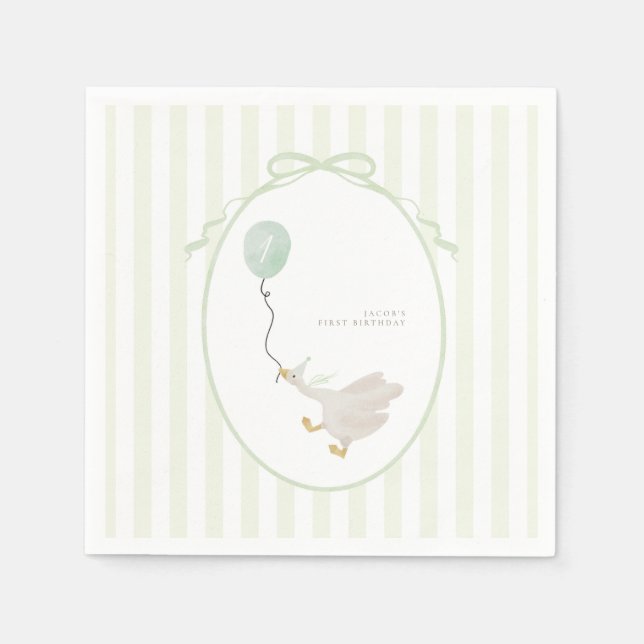 Sage Green Albern Goose Party Napkins Serviette (Vorderseite)