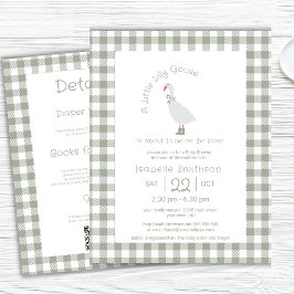 Sage Green Albern Little Gänse Baby Shower QR Code Einladung