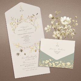 Sage Green All-in-One-Einladung zur Hochzeit All In One Einladung