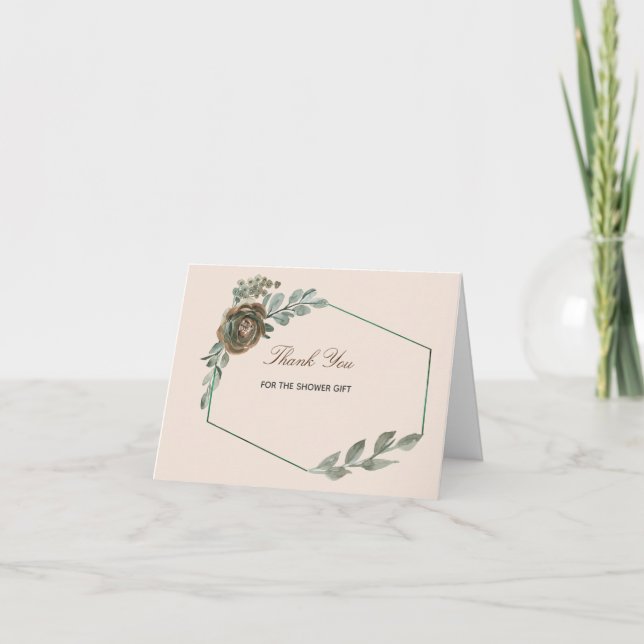 Sage Green and Blush Thank You Card Dankeskarte (Vorderseite)