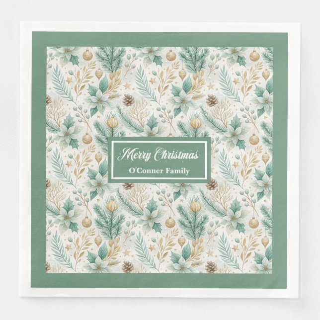 Sage Green and Gold Napkins Elegant Holiday Table Serviette (Vorderseite)