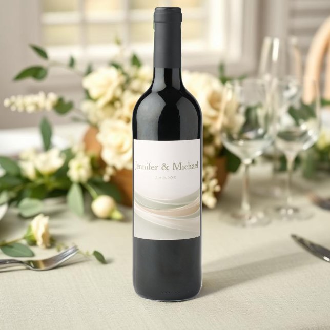 Sage Green and Ivory Wedding Weinetikett (Sage Green and Ivory Wedding Wine Label)