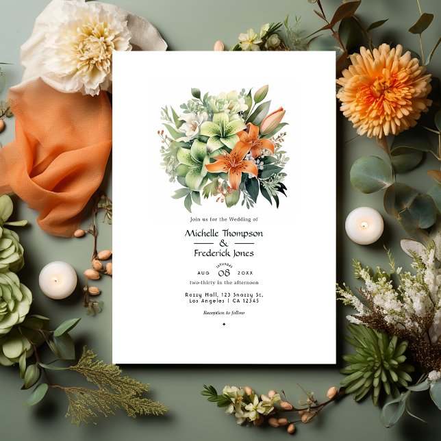 Sage Green and Light Terracotta Floral Wedding Einladung (Von Creator hochgeladen)