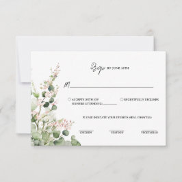 Sage Green and Pink Lantern Eucalyptus Floral   RSVP Karte