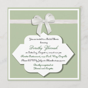 Sage Green and White Bow Bridal Dusche Einladung
