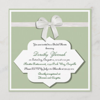 Sage Green and White Bow Bridal Dusche Einladung