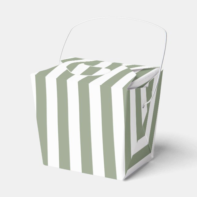 Sage Green and White Strip Vielen Dank Geschenkschachtel (Vorderseite)