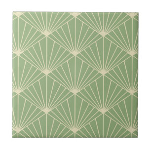 Sage Green Art Deco Lüftermuster Fliese