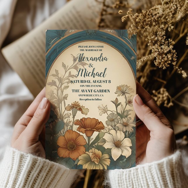 Sage Green Art Nouveau Alphonse Mucha Wedding Einladung (Von Creator hochgeladen)